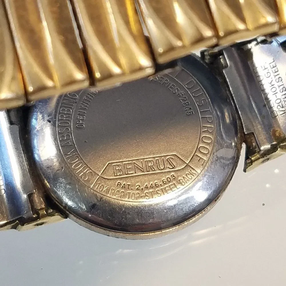 Benrus Swiss DR 23 AXZ Pat 2446603 Watch 17 Jewel 10K RGP For Restoration Parts